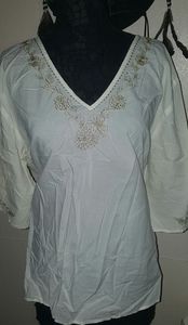 Tommy Hilfiger White Floral Embroidered Blouse